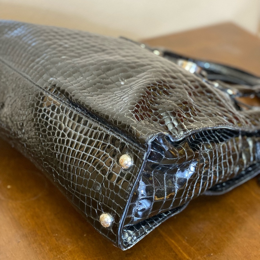 Michael Kors Black Embossed Snakeskin Leather Tote - Picture 11 of 15